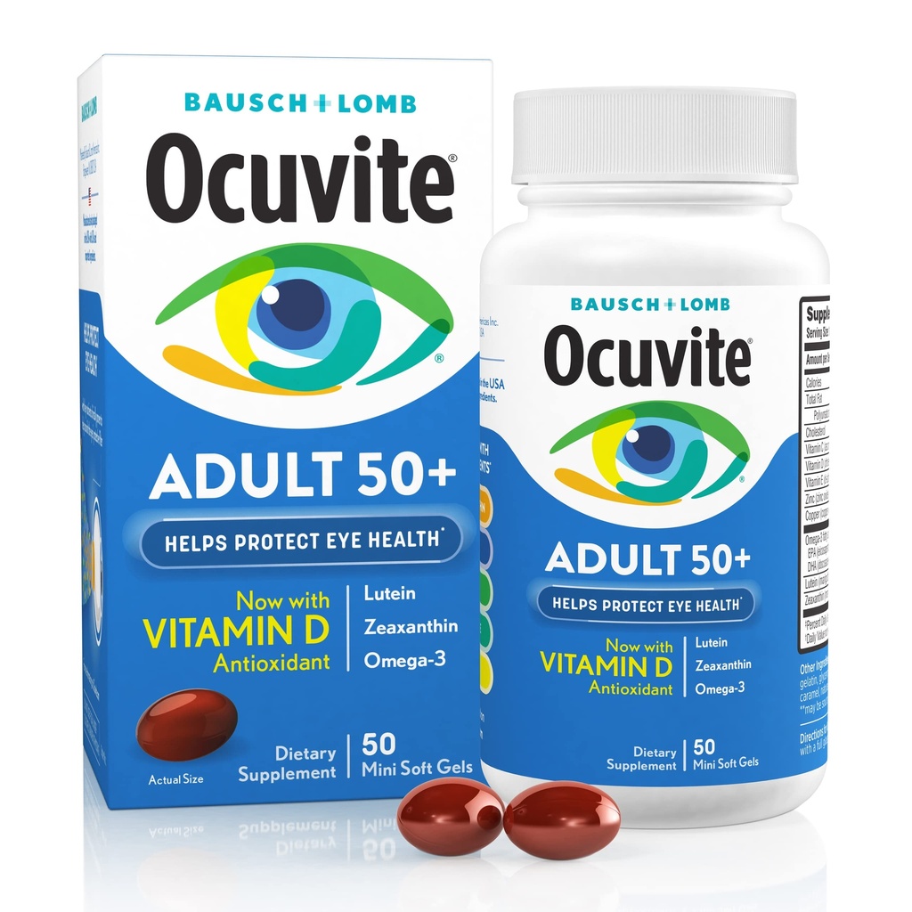 Bausch & Lomb Ocuvite Adulte 50+ Vitamine oculaire et softgels minéraux 50 ea (paquet de 12)