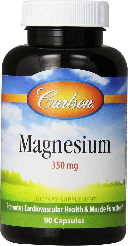 Carlson Magnésium 350 mg, Santé du coeur et des muscles, 90 gélules