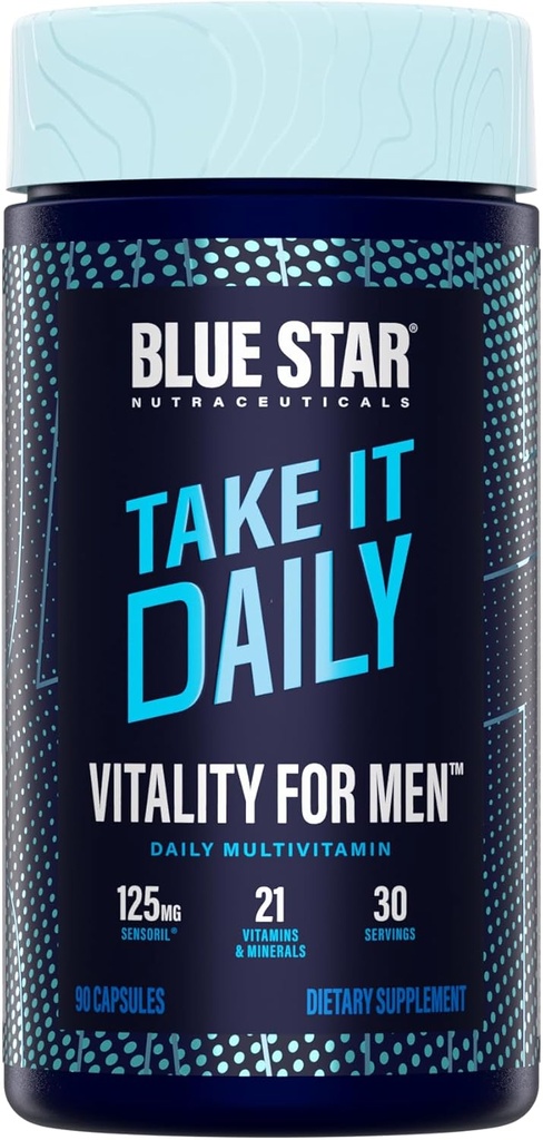 Blue Star Nutraceuticals Vitality für Männer - Multivitamin & Mineral Formel für Männer, die Workout, w/Ashwagandha und B-Vitamins - Energie Sie werden bemerken - 90 Veggie Kapseln