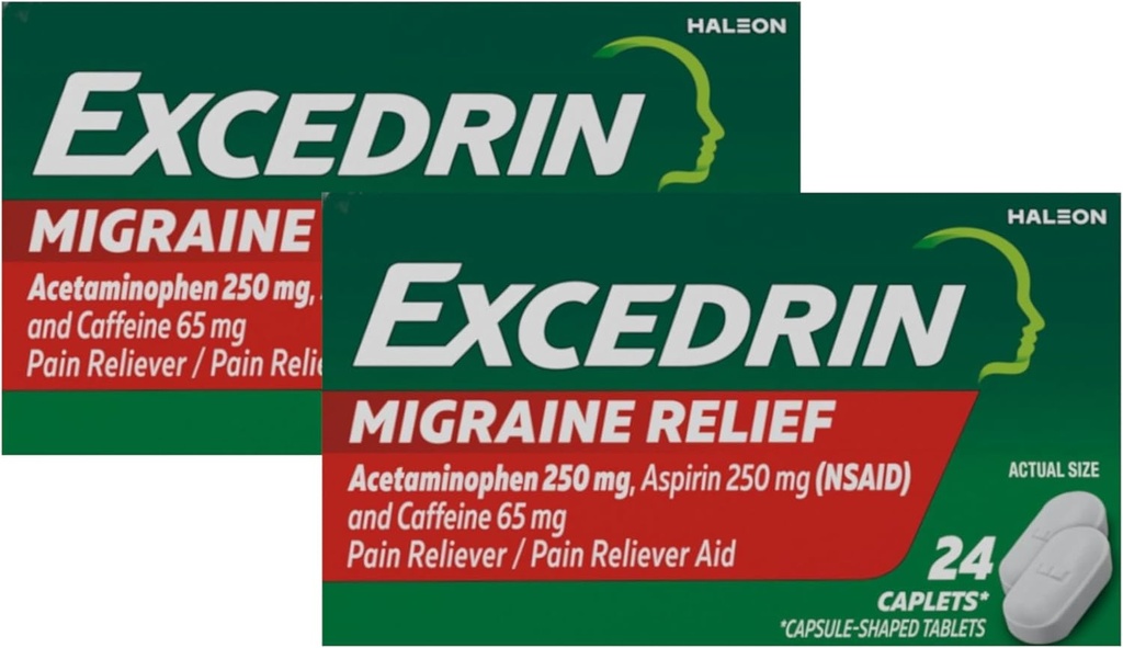 Excédent de migraine anti-douleur Caplets 24 ea (paquet de 2)