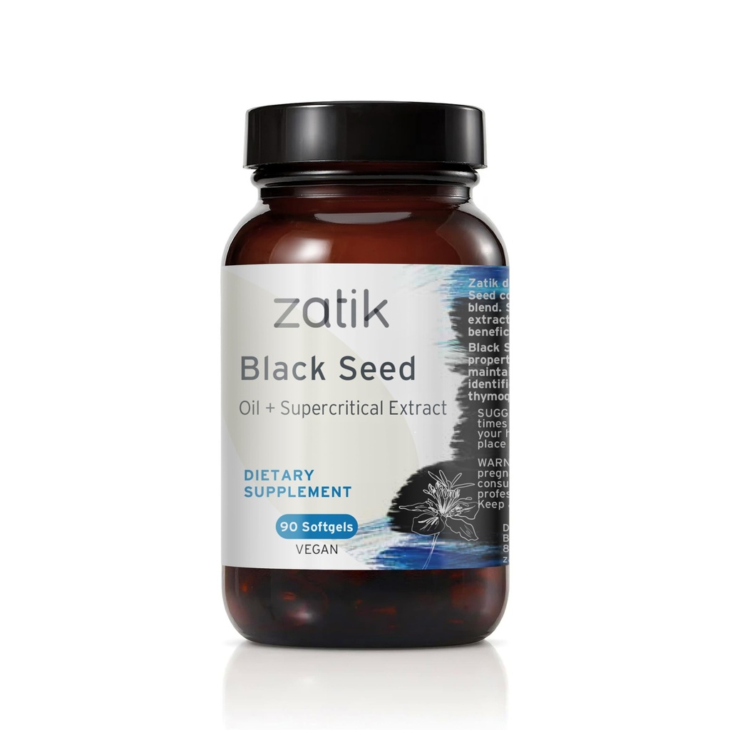 Zatik Naturals - Black Cumin Seed Oil & Superkritische Extrakt, kalt gepresst, ungerafft, USDA Organic, Glutenfrei, Vegan, 90 Vegan Softgels