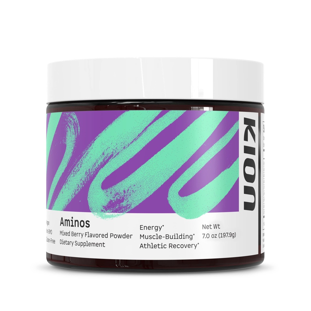 Kion Aminos - Essential Amino Acids Supplement, Essential Amino Acids Powder for Muscle Recovery, BCAA EAA Keine Koffein, Aminosäure-Pulver, Essential Amino Energy - 30 Servierungen, Mixed Berry