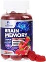 Brain Ergänzungen für Memory & Focus Gummies - Brain Health Clarity mit B6 B12 & Phosphatidylserine - Natürliche Nootropics kognitive Konzentration & Alertness Unterstützung Vitamine - 60 Vegan Gummies