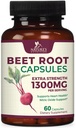 Capsules de racines de betteraves 1300mg - Supplément de poudre de betterave rouge extra-fort – soutient la production d'oxyde nitrique, la santé cardiaque et l'énergie naturelle – sans OGM, végétalien, sans gluten – 60 capsules de légumes