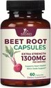 Capsules de racines de betteraves 1300mg - Supplément de poudre de betterave rouge extra-fort – soutient la production d'oxyde nitrique, la santé cardiaque et l'énergie naturelle – sans OGM, végétalien, sans gluten – 60 capsules de légumes