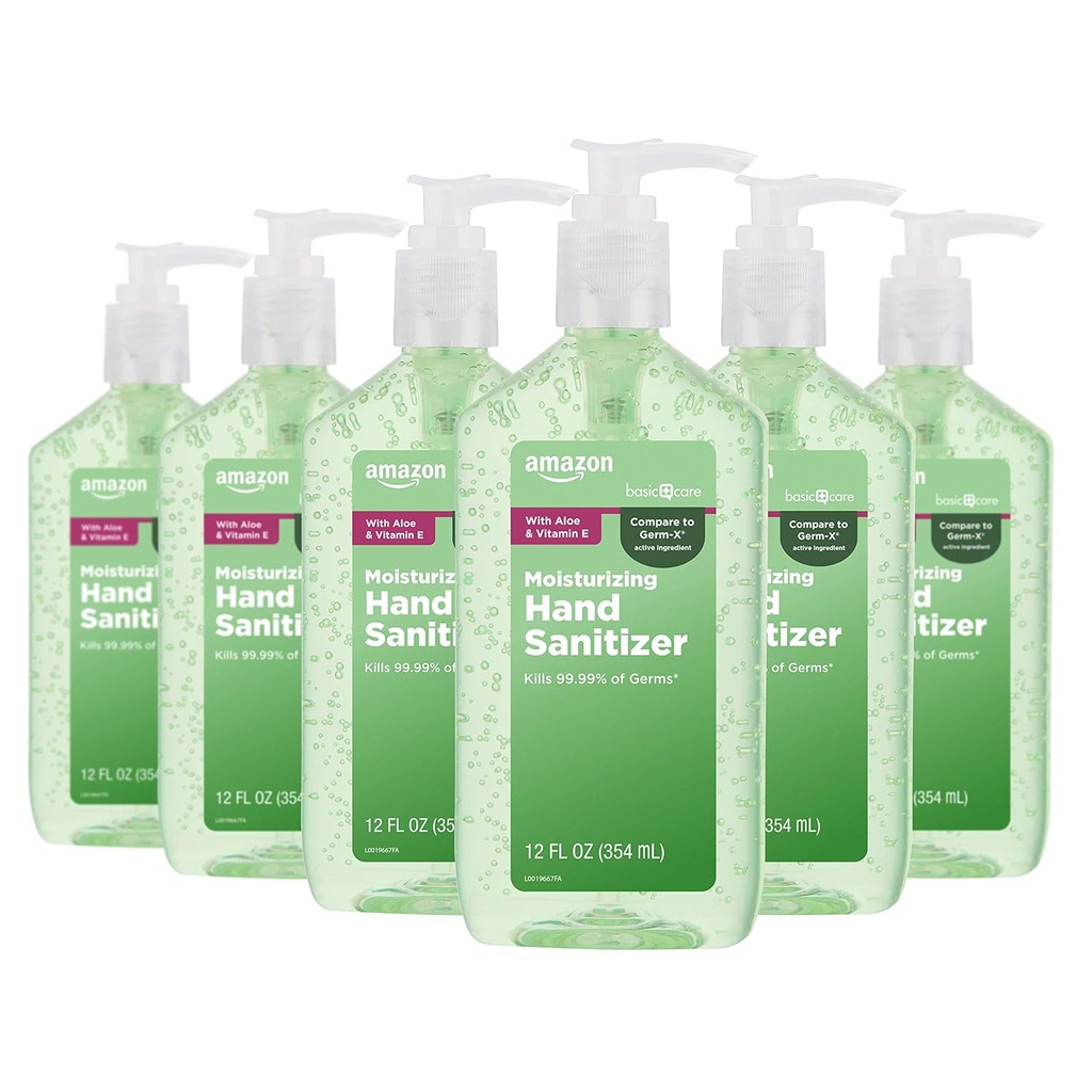 Amazon Basic Care - Aloe Vera Hand Sanitizer 62%, 12 fl oz (Pack von 6)