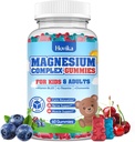 Gommies de magnésium pour enfants - supplément à croquer avec vitamine B6, D3, fleur de passion, L-théanine - Magnésium calme sans sucre pour les enfants et les adultes, humeur, détente, 60 chews