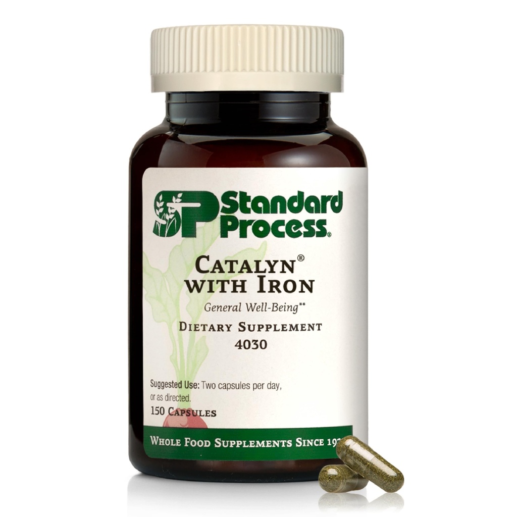 Catalyn de procédé standard avec fer - Supplément pour le soutien de l'énergie et du métabolisme - Comprend les vitamines A, C et D - Non-Dairy et non-Soy - 150 capsules (75 portions)