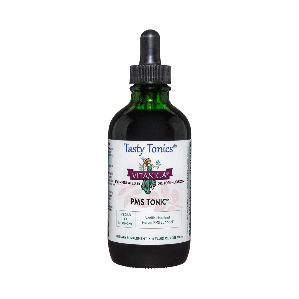 Vitanica PMS Tonic, Premenstrual Support and Relief, Saint Johns Wort, Dong Quai, Chaste Tree Berry, Wild Yam und mehr, Vegan, 4 Unze