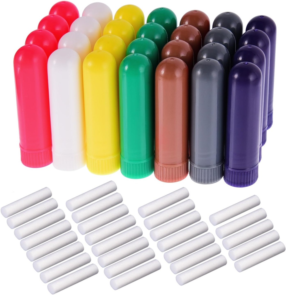 eBoot 28 Sets Essential Oil Aromatherapy Nasal Inhalers Tubes Refillable Inhaler Stick, 7 Colors, with Wicks