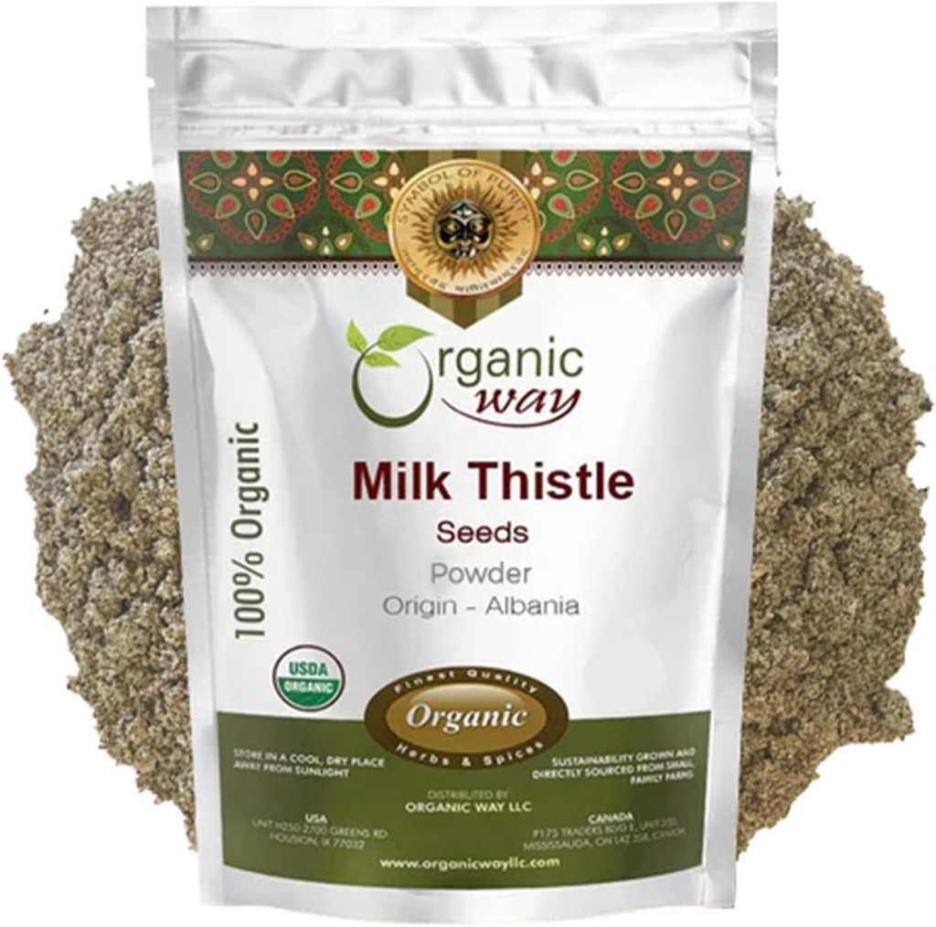 Bio Way Milk Thistle Seeds Powder (Silybum Marianum) - Kräutertee | European Wild-Harvest | Organic & Kosher Certified | Non GMO & Gluten Free | USDA Certified | Origin - Albanien 2 Oz (Pack 1)