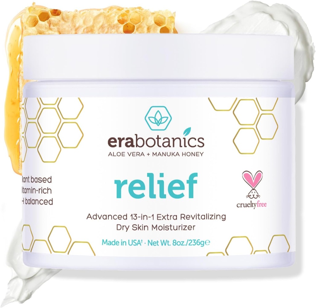 Era Organics Eczema, Psoriasis & Dermatitis Moisturizer Cream - Advanced 13-in-1 Non-Greasy Face oder Body Lotion für trockene, juckende Haut, Aloe Vera, Manuka Honey, Mehr 8oz