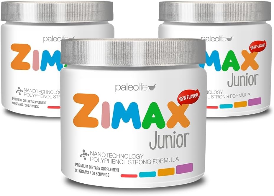 ZIMAX Junior Super ANTIOXIDANT für Kinder und Jugendliche zwischen 4 und 16 Jahren - 100% natürlich mit Vitamin c, Magnesium und Vitamin d3 - Hohe Absorptionskurcumin, Ingwer + Minerals