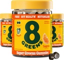 8Greens Daily Fibre Super Greens Gummies - Tangerine Saveur: Boost Système immunitaire et santé digestive avec 8 Real Greens - Formule non-OGM, Chewables, 50 Gummies, Pack de 3