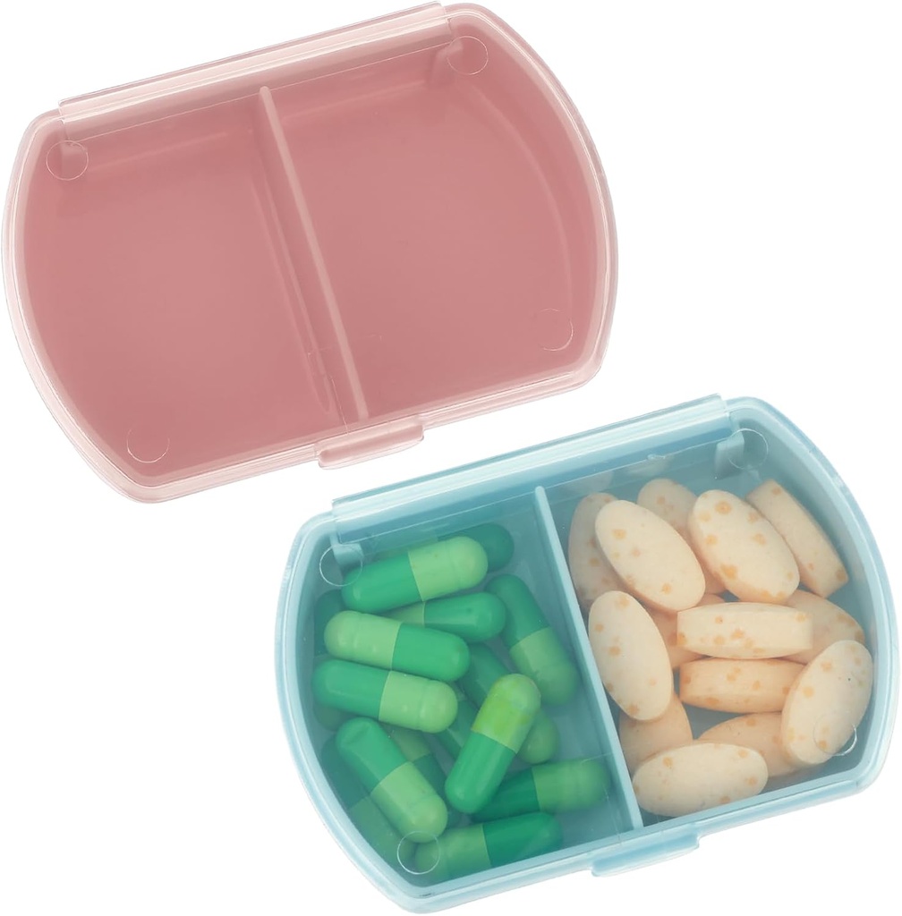 Sibba Pill Organizer Box Case 2 PCS Wasserdichte Reise Medizin Container Geldbörse Essentials Kleine niedliche Fisch Öl Halter ergänzt Mini Pillbox Dispenser Reminder Tragbare Taschentasche Zubehör