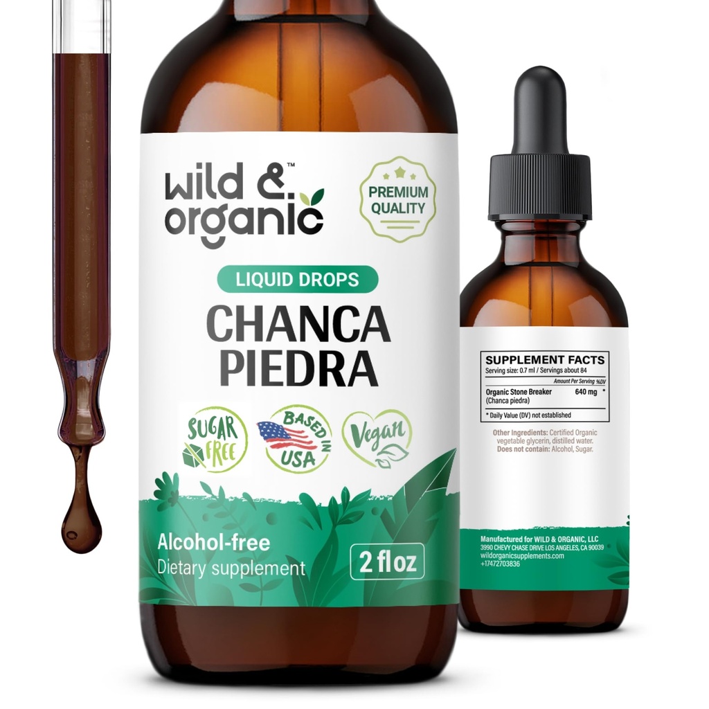 Les gouttes d'extrait liquide de la canne à la canne sauvage et biologique - Breaker en pierre pour les pierres de rein et le support de la vésicule - Teinture à base de plantes pour le bien-être du trac urinaire - végétalien, sans sucre et sans alcool - 2 fl oz