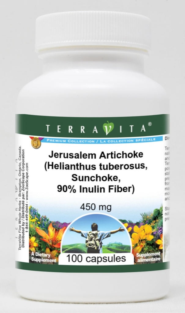 Jerusalem Artichoke (Helianthus tuberosus, Sunchoke, 90% Inulin Fiber) - 450 mg (100 Kapseln, ZIN: 570983)