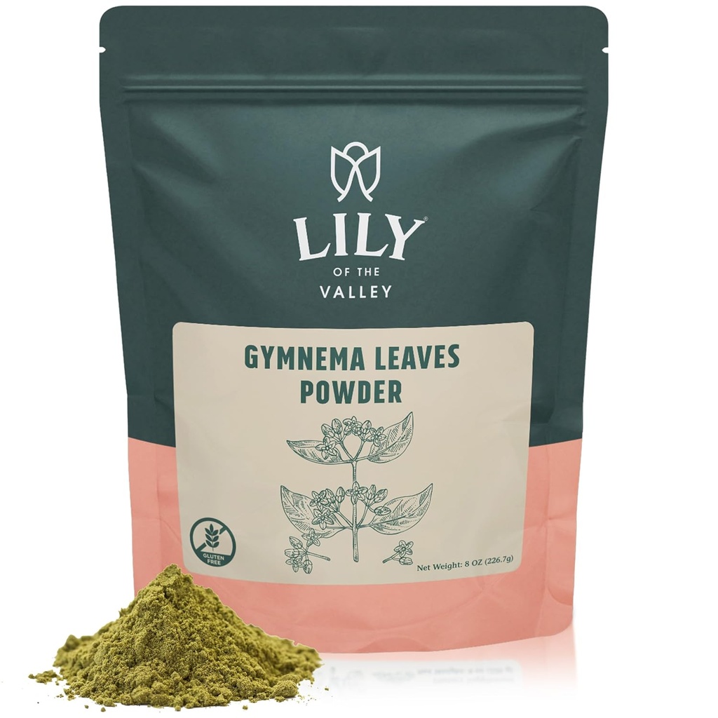 LILY OF THE VALLEY Gymnema Sylvestre Blatt Pulver - Kräuter-Gurmar-Pulver - Vegan & Glutenfrei - verpackt in wiederverschließbare Tasche (8oz, 226g)
