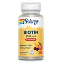 SOLARAY Biotin 5000 mcg | Natürliche Peach, Erdbeere, Banana Flavor | Gesundes Haar, Haut und Nägel Unterstützung | 60 Lozenges
