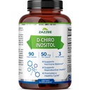 Zazzee D-Chiro-Inositol, 50 mg par gélule, 90 capsules véganes, dosage idéal pour le rapport 40:1 avec le Myo-Inositol, approvisionnement de 3 mois, 100% végétarien, non-OGM