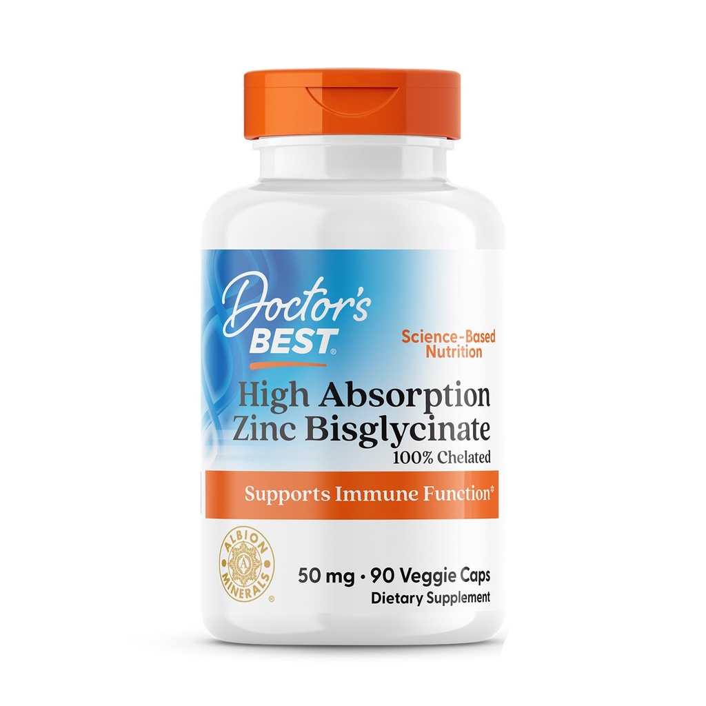 Beste hohe Absorption Zink Bisglycinat 50mg hohe Potenz Unterstützung Immunsystem Antioxidans VC, 90 Count