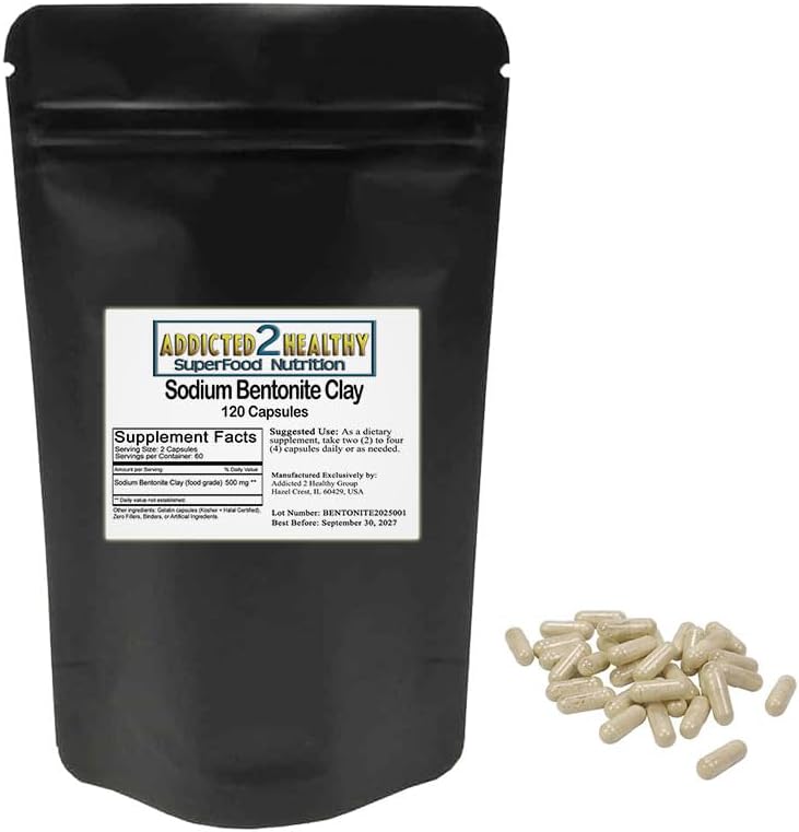 Food Grade Sodium Bentonite Clay Powder Capsules (1000 mg) 120 Graf von Addicted 2 Healthy