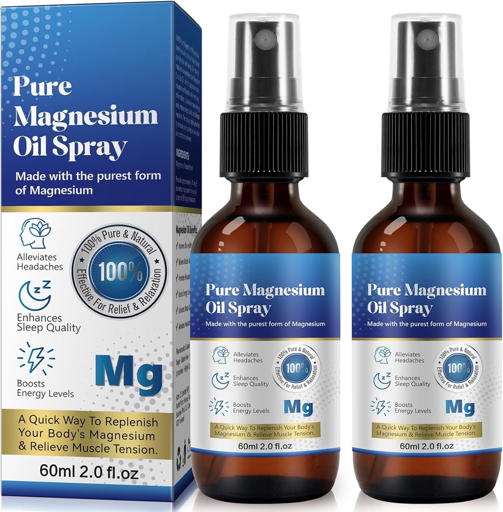Generic 2 Pack Pure Magnesium Öl Spray, Magnesium Öl Spray, 100% reines und natürliches organisches konzentriertes Magnesium Chloride Öl