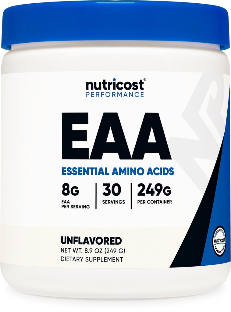 Nutricost EAA Pulver 30 Servierungen (Unflavored) - Essential Amino Acids - Non-GMO, Glutenfrei, Vegetarisch Freundlich