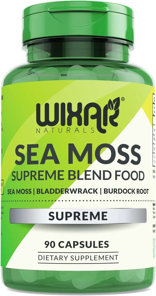 Bio Sea Moss Capsules - Bladderwrack mit Burdock Root Capsules - Irish Seamoss Pills - Stronger Than Sea Moss Gel - Dr Sebi Inspired - Raw Sea Moss Powder - Irish Moss (90 Caps)