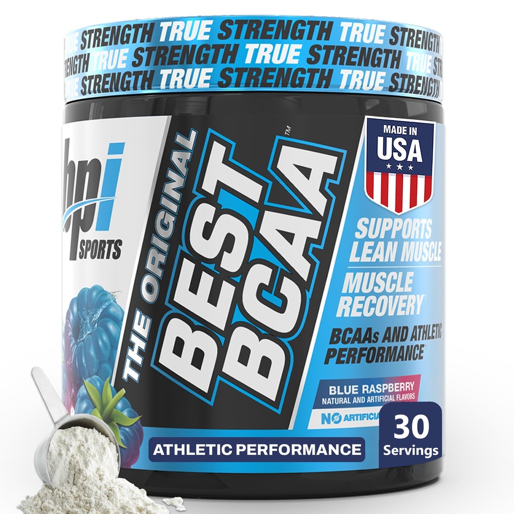 BPI Sports Best BCAA Powder - Muskel-Recovery-Unterstützung - Verzweigte Kette Aminosäuren | Bausteine von Protein und Muskel - Post Workout Recovery - Hydration - Blaue Himbeere, 30 Portionen