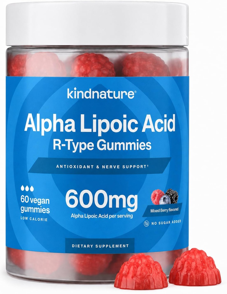 artnature Alpha Lipoic Acid Gummies - Neuropathy Supplements - Vegan, Sugar-Free, Low Calorie 600 mg ALA Supplement - Pure ALA Alpha Lipoic Acid 600mg für Antioxidante Nahrungsergänzungsmittel