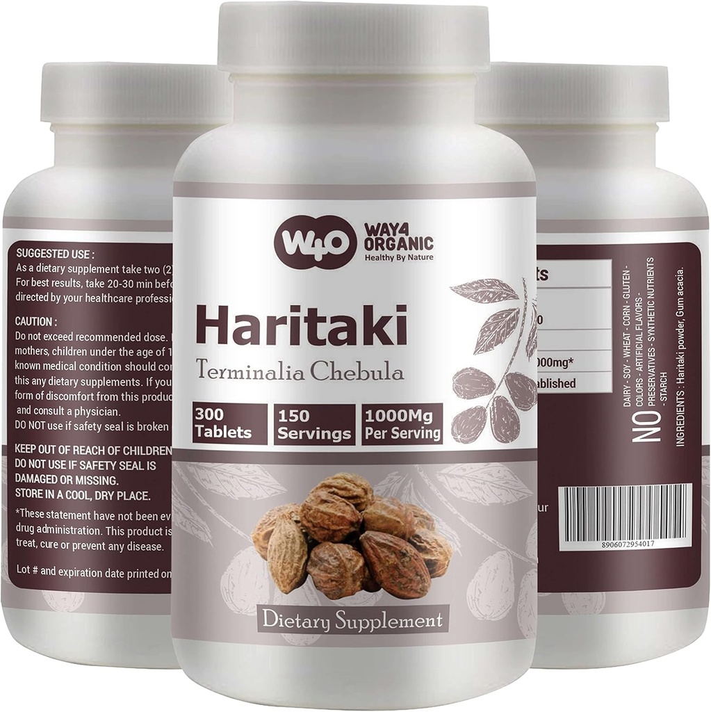 Haritaki Kapseln (Tabellen) – Terminalia Chebula, 300 Pillen, 150 Servierungen, 1000 mg (Pack von 1)