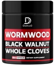 1500mg Wormwood Kapseln mit schwarzem Walnuss & Tuch - Artemisia Annua Ergänzung für Immunität - 60 Vegan Kapseln