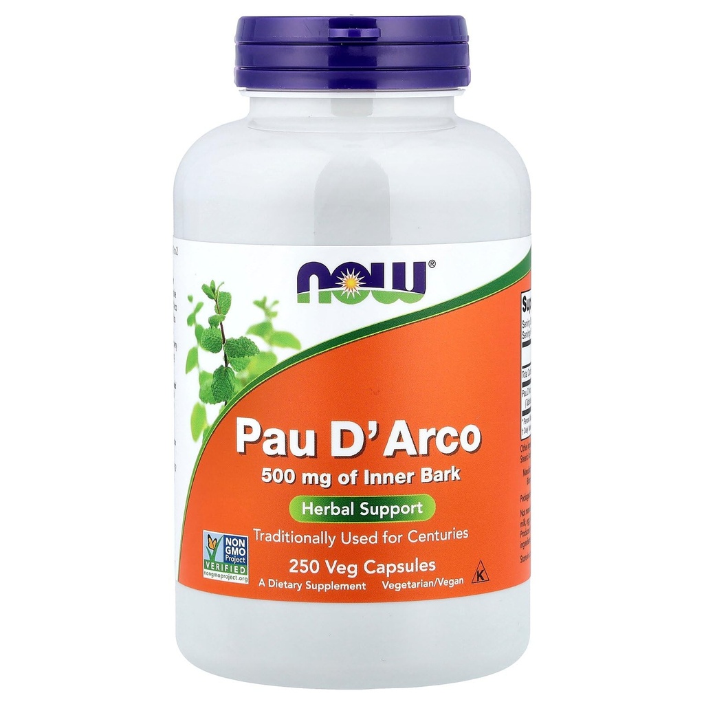 Jetzt Lebensmittel PAU D' Arco, 500 mg, 250 Veg Kapseln