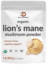 SUPPLÉMENT DE DÉAL Lions biologiques complément de poudre de champignons de la Mane, 1 500mg par portion, 1lb – Corps de fruit actif et extrait de mycélium – Booster naturel du cerveau Nootropique et système immunitaire – Non-OGM