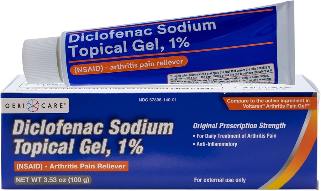 Topical Arthritis Schmerzlinderung Gel Diclofenac Sodium 1% (NSAID) von GeriCare- Handgelenk Elbow Fuß Knee Extra-Strength Arthritis Pain Reliever- entzündungshemmende Arthritis Schmerzbehandlung- 3.53oz