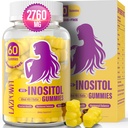 Myo-Inositol et D-Chiro Inositol,Inositol Gommies avec vitamine D3, Glycinat de magnésium, Omega-3, Folate et zinc, Supplément d'inositol Cycle menstruel pour les femmes-40:1 Ratio-30 Jours d'approvisionnement