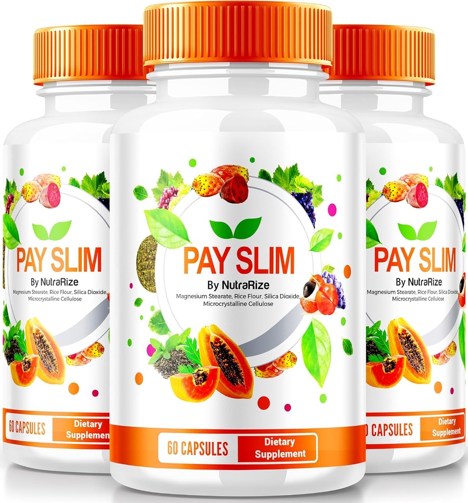 NutraRize (3 Pack) Pay Slim Capsules, PaySlim All-Natural Supplement für gesunde Gewichtsverlust, Premium-Formel, um Körper- und Fitnessziele zu erreichen, Offizielle Bewertungen (180 Kapseln)