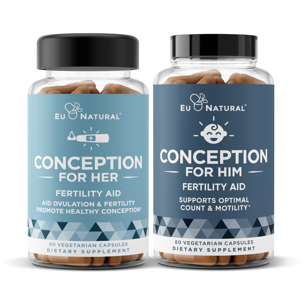 Conception Fertilité pour elle et lui ensemble - Suppléments de fertilité Combo pour les femmes et les hommes – Vitamines prénatales – Promouvoir l'équilibre hormonal, la cohérence du cycle, l'ovulation de l'aide – 120 comte