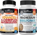 Complexe de vitamine B avec vitamine C (4 mois d'approvisionnement) Plus Capsules de bisglycinate de magnésium à absorption élevée (4 mois d'approvisionnement)