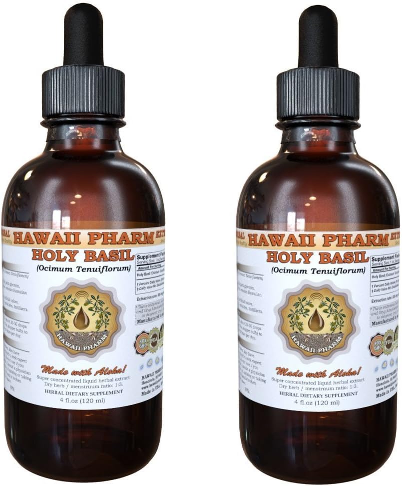 Holy Basil Liquid Extract, Organic Holy Basil (Ocimum tenuiflorum) Tinktur Supplement 2x2 oz