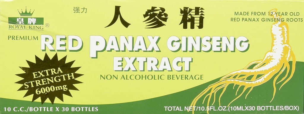 Royal King Red Panax Ginseng Extract 6000mg, 0,33 Fl Oz (paquet de 30)