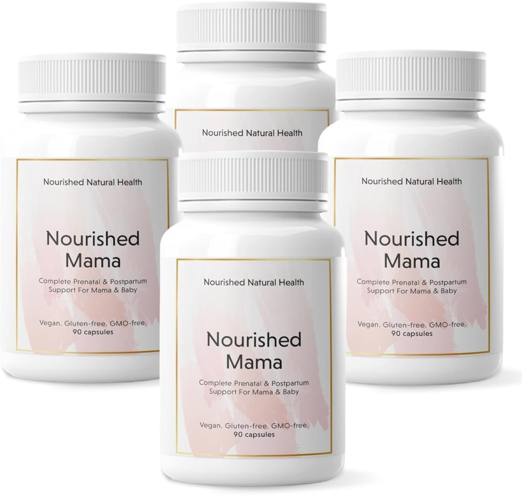 Mama nourrie Multivitamine prénatale - Multivitamine végane pour préconception, grossesse, postpartum et soutien à l'allaitement - Sans fer avec folate méthylé et haute dose Choline - 360 capsules