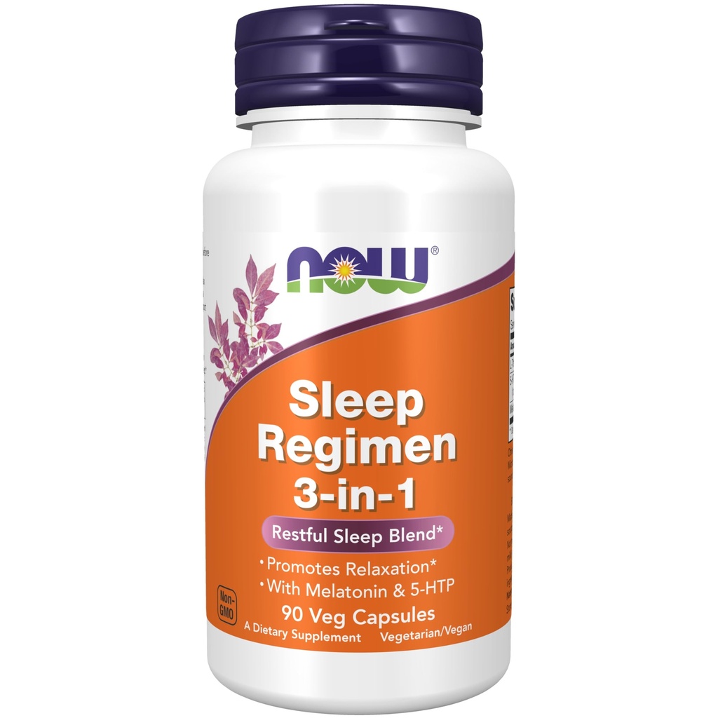 MAINTENANT compléments alimentaires, régime de sommeil 3-In-1, avec mélatonine, 5-HTP et L-Theanine, mélange de sommeil reposant*, 90 gélules