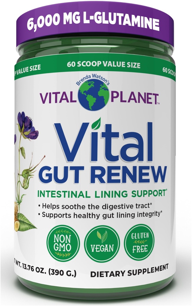 Vital Planet - Vital Gut Renew Powder Supplement für Leckgutreparatur mit L-Glutamin, Marshmallow und Ginger Root, DGL Licorice Root und Organic Aloe Vera, L Glutamine 6000mg 13.76 Unze