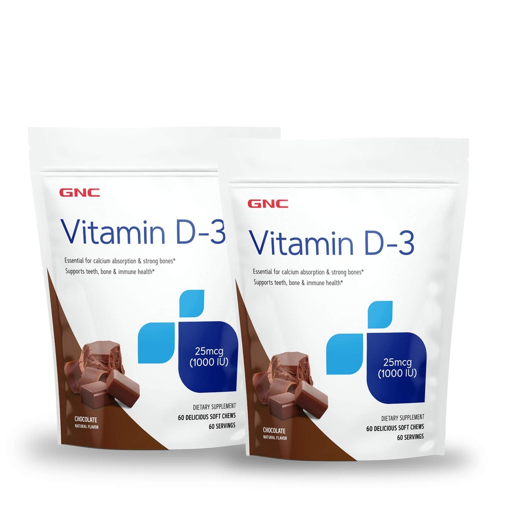 GNC Vitamine D-3 Chews doux 1000UI - Chocolat - Conditionnement jumelé