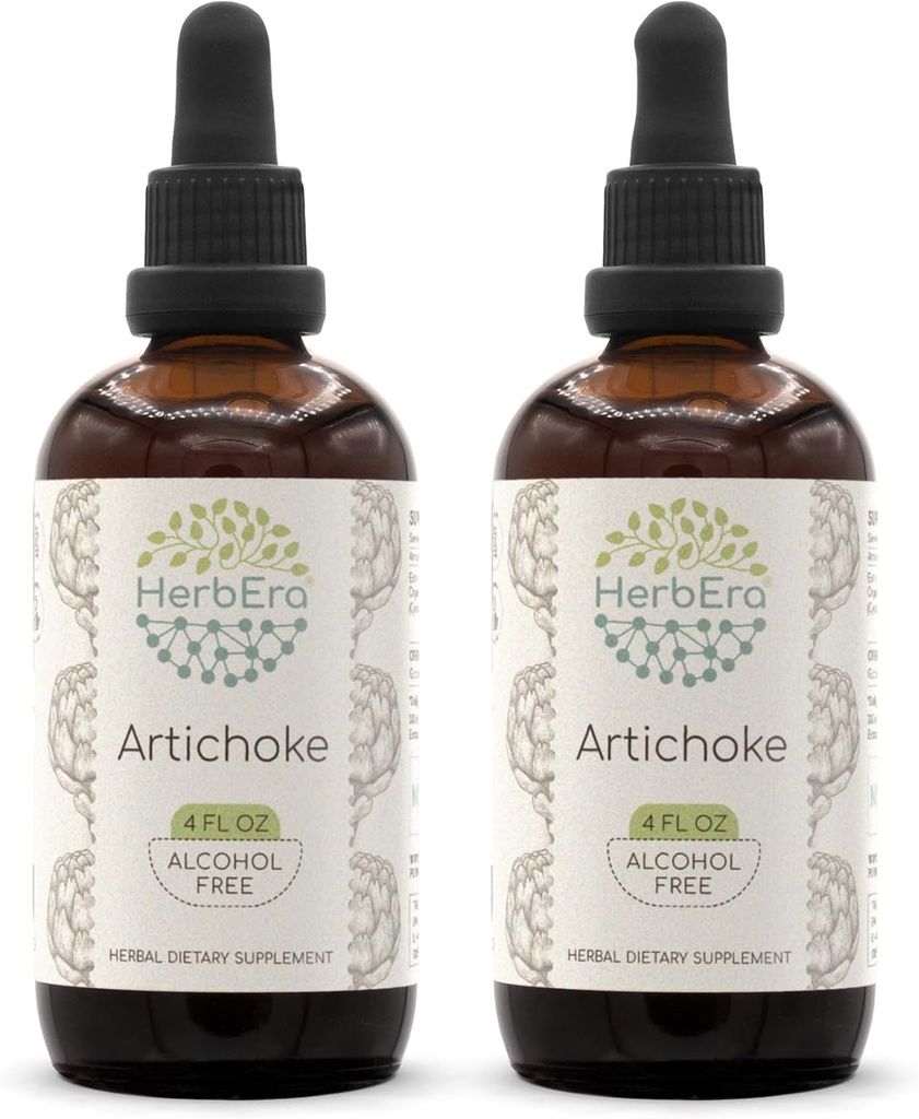 HerbEra Artichoke B120 (2pcs) Alkoholfreie Kräuterextrakt-Tinktur, Konzentration flüssige Tropfen Natürliche Artichoke (Cynara scolymus) Getrocknete Blatt (2x4 fl oz)