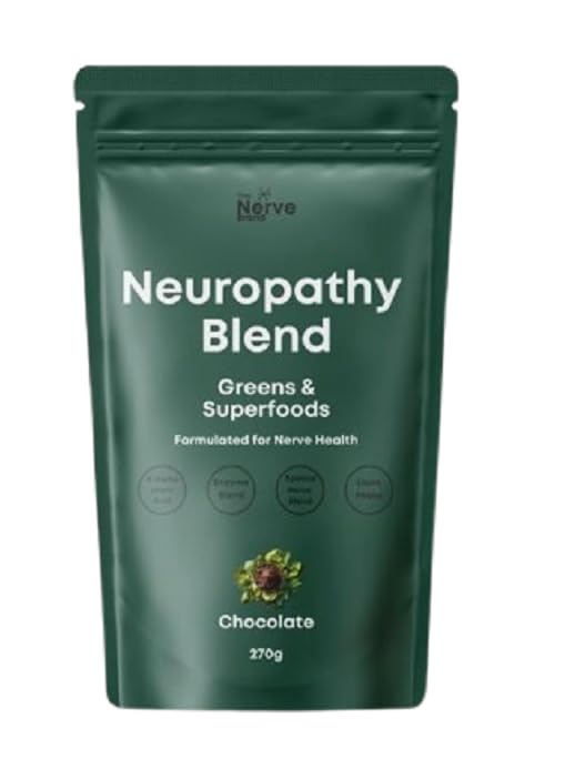 Neuropathie Superfood Blend Greens Poudre pour la neuropathie périphérique avec 600mg d'acide alpha-lipoïque R - Saveur de chocolat