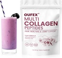 Multi Collagen Peptide Pulver, Collagen Peptide für Frauen & Männer, Kollagenpulver mit Hyaluronsäure, Biotin, Typen I, II, III, V, X, fördert Haar, Nagel, Haut, Knochen und Gelenkgesundheit (1 lb)