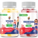 Magnesiumgummis für Kinder & Erwachsene - 500mg und Vitamin D3 K2 Gummie 5000 IU. Calm Magnesium Kauen - Magnesium Citrat Kaubare Ergänzung für Mood & Muskelunterstützung
